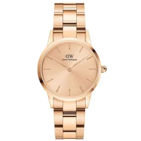 Daniel Wellington Ladies Rose Gold Iconic Link Unitone Watch DW00100401