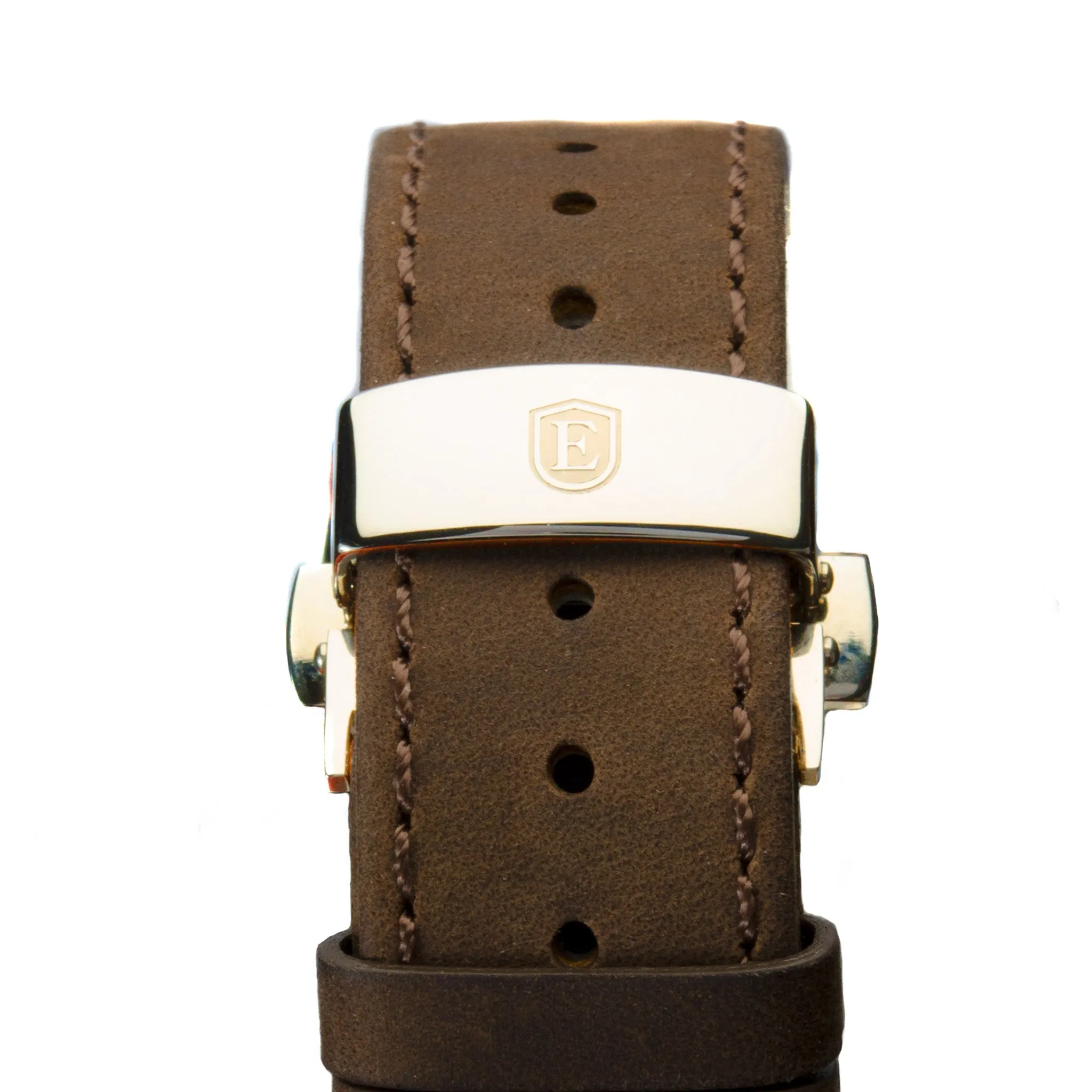 Dark Brown Italian Crazy Horse Leather Strap with Rose Gold Clasp