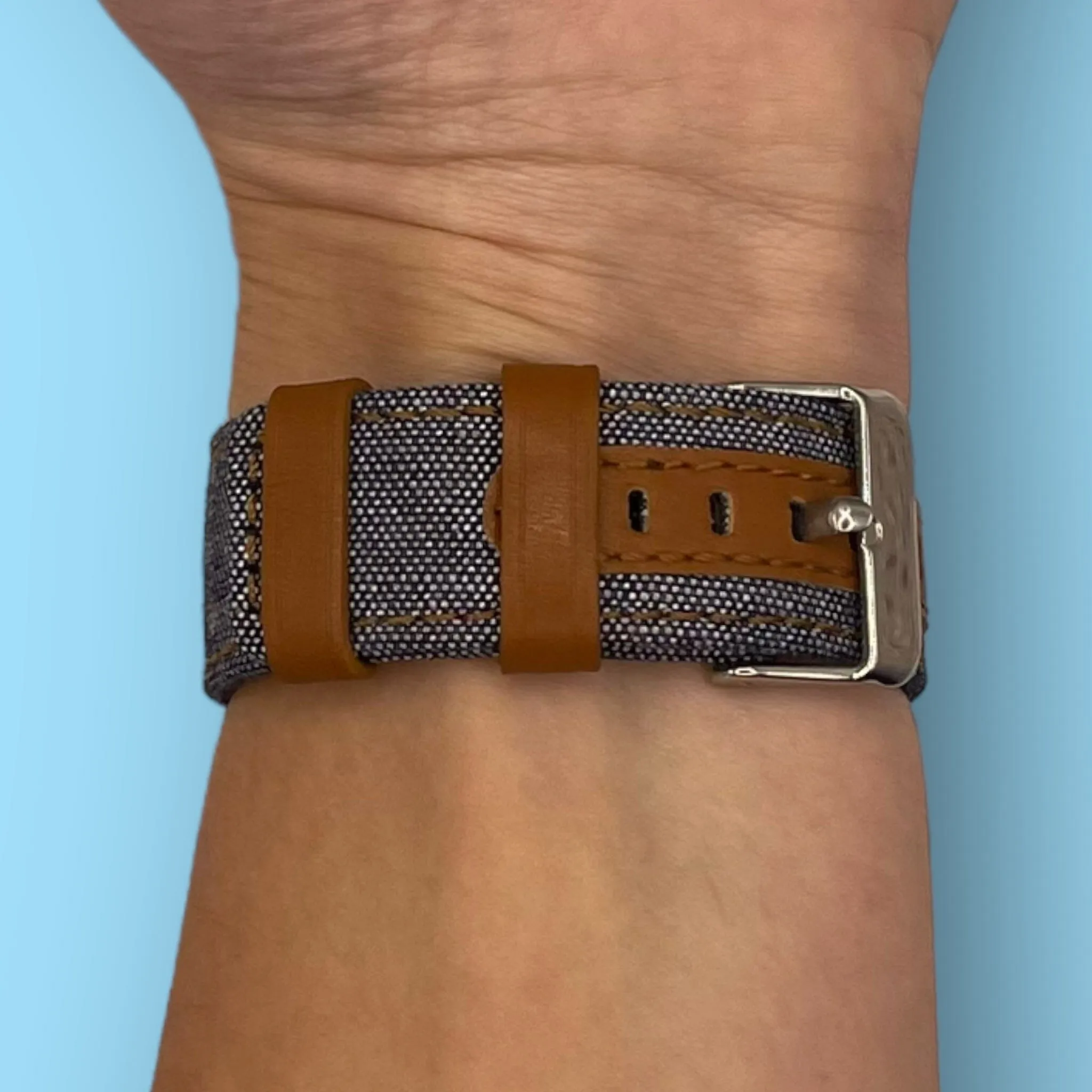 Denim & Leather Watch Straps Compatible with the Asus Zenwatch 2 (1.45")