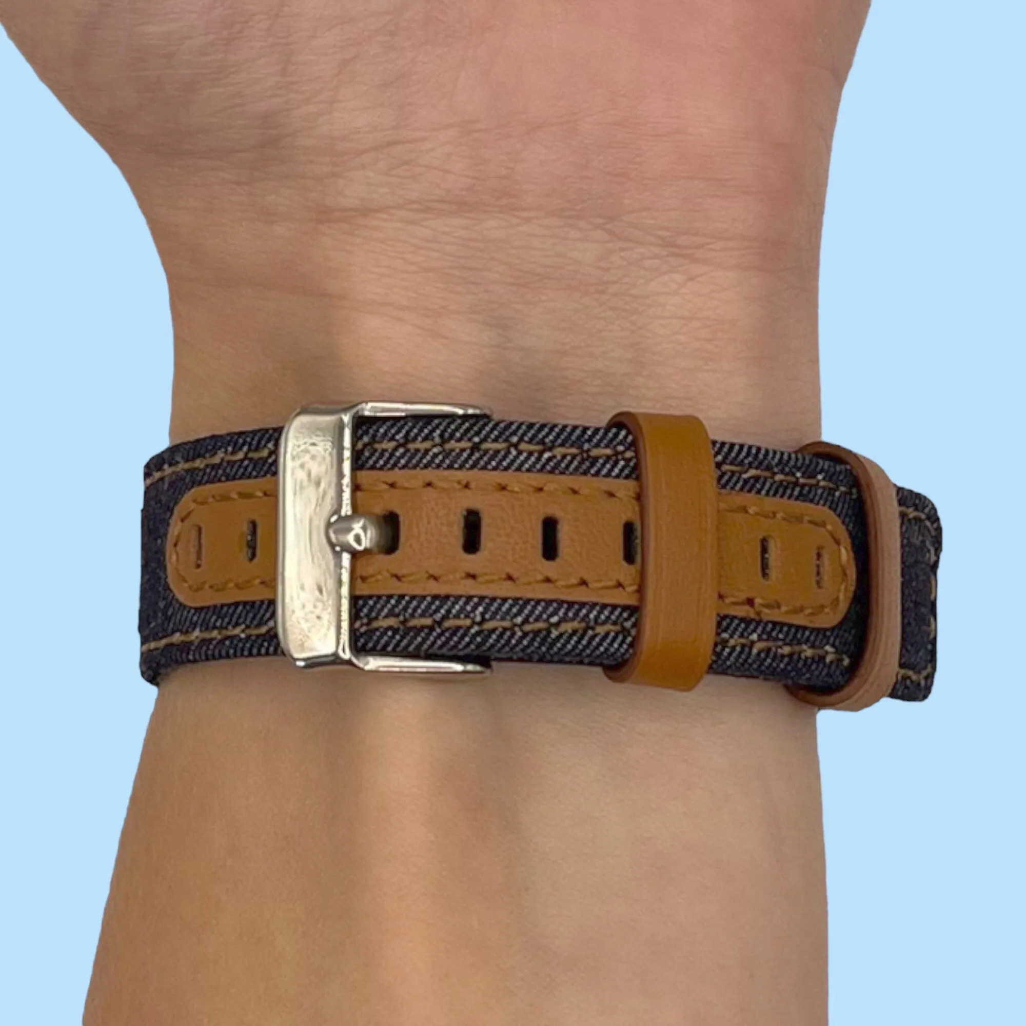 Denim & Leather Watch Straps Compatible with the Asus Zenwatch 2 (1.45")