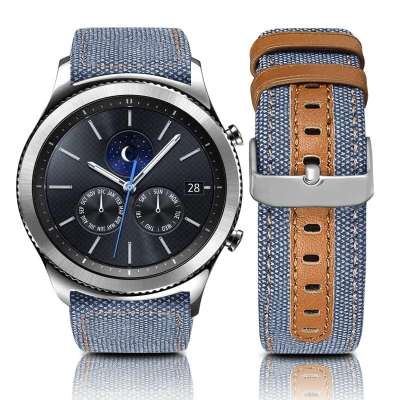 Denim & Leather Watch Straps Compatible with the Fossil Women's Gen 4 Q Venture HR