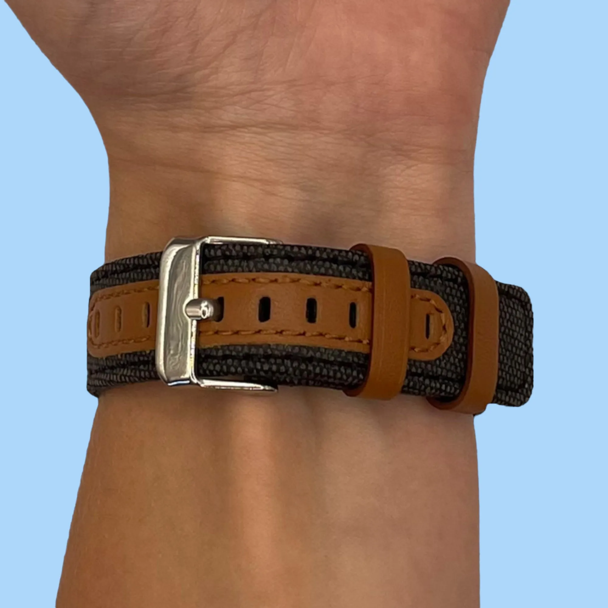 Denim & Leather Watch Straps Compatible with the Fossil Women's Gen 4 Q Venture HR