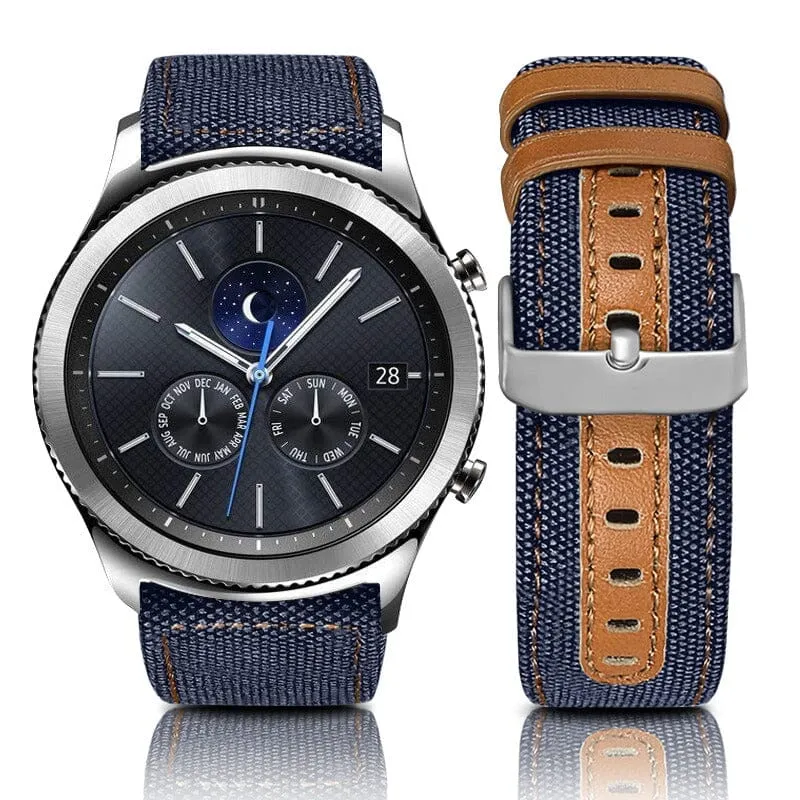 Denim & Leather Watch Straps Compatible with the Garmin Forerunner 245