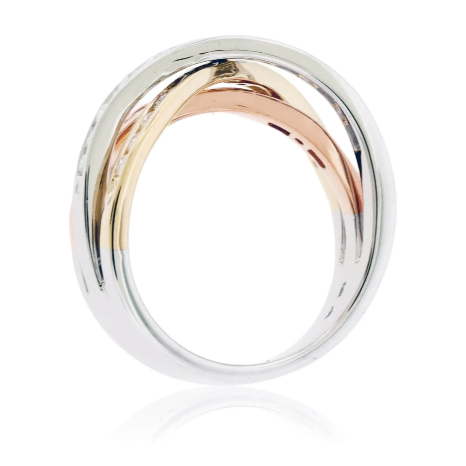 Diamond White, Yellow & Rose Gold Multiple Bypass Ring