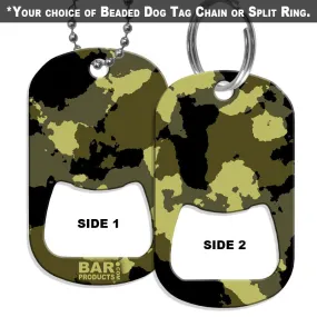 Dog Tag Bottle Opener - Black / Yellow Grunge Camo