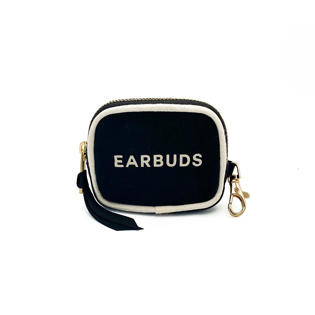 Earbuds/Airpods Case with Clasp, Black