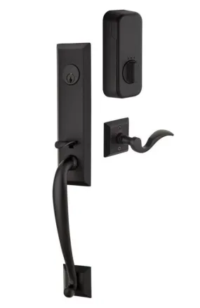 Emtek Single Cylinder Adams Handleset EMPowered Motorized Smart Lock Upgrade With Aston Lever