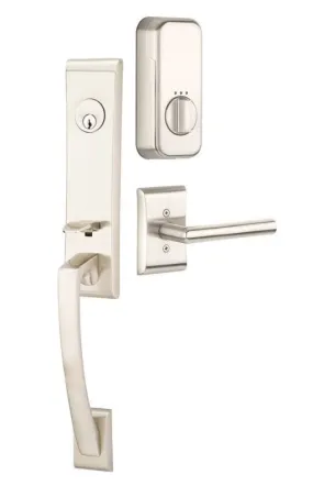 Emtek Single Cylinder Apollo Handleset EMPowered Motorized Smart Lock Upgrade With Hampton Knob