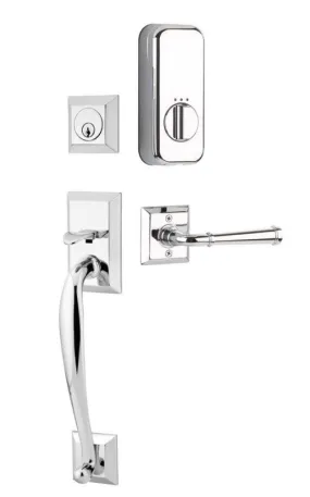 Emtek Single Cylinder Franklin Handleset EMPowered Motorized Smart Lock Upgrade With Waverly Knob