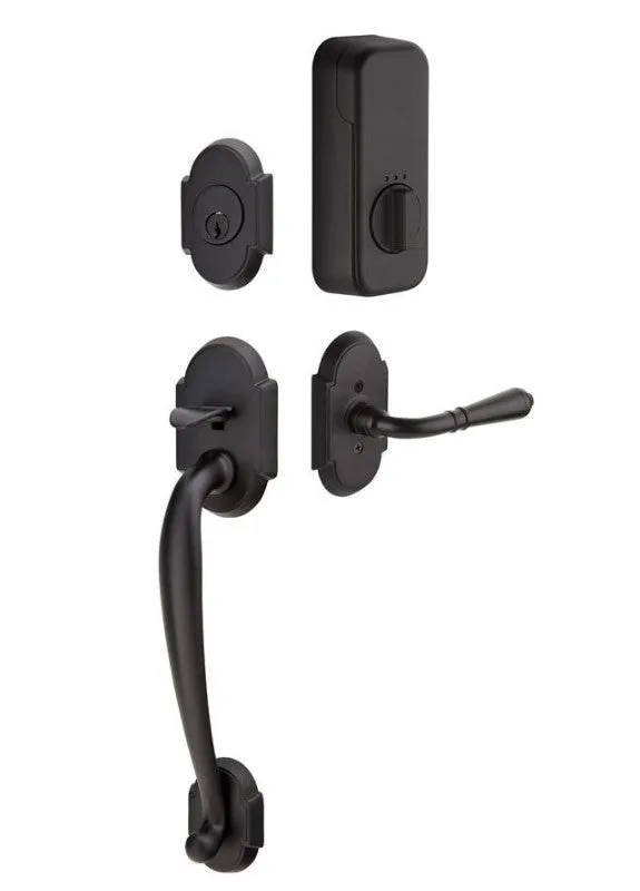 Emtek Single Cylinder Nashville Handleset EMPowered Motorized Smart Lock Upgrade With Coventry Lever