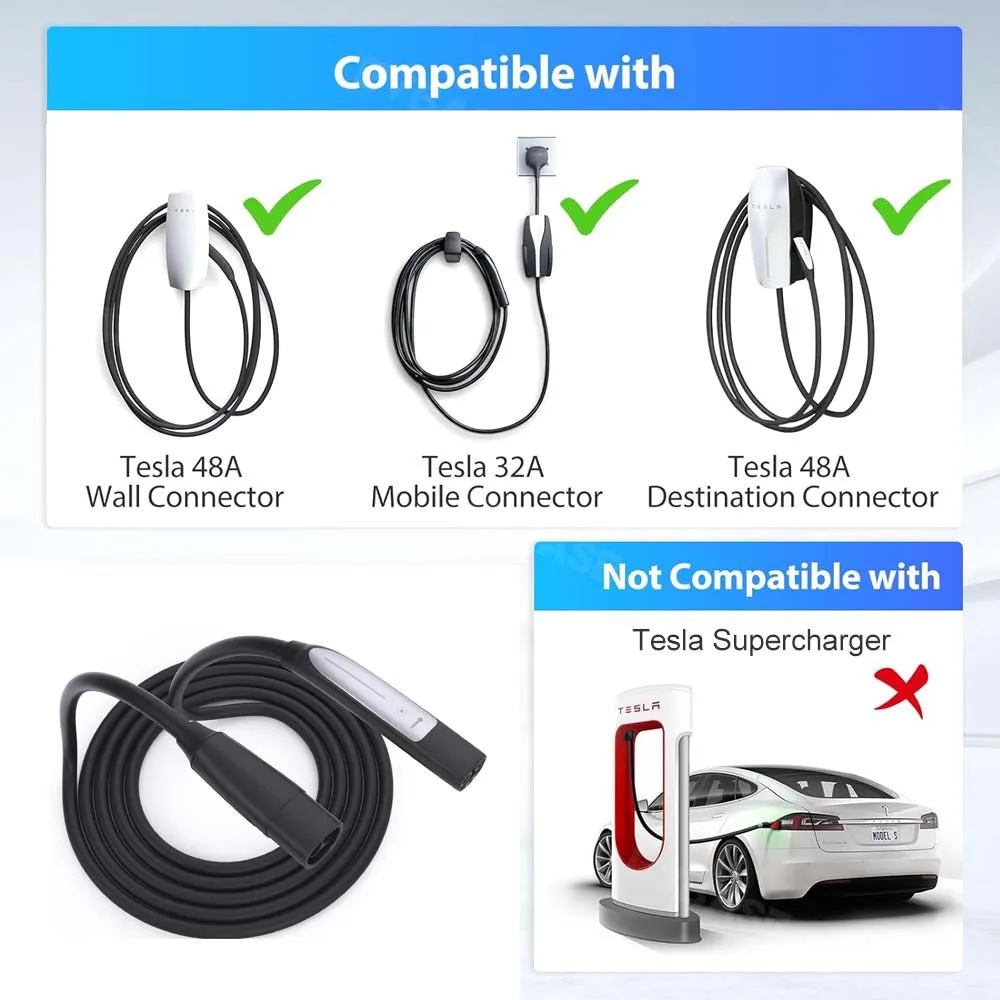 EVBASE Tesla Extension Cord 20ft Charging Extension Cable Charging Essentials