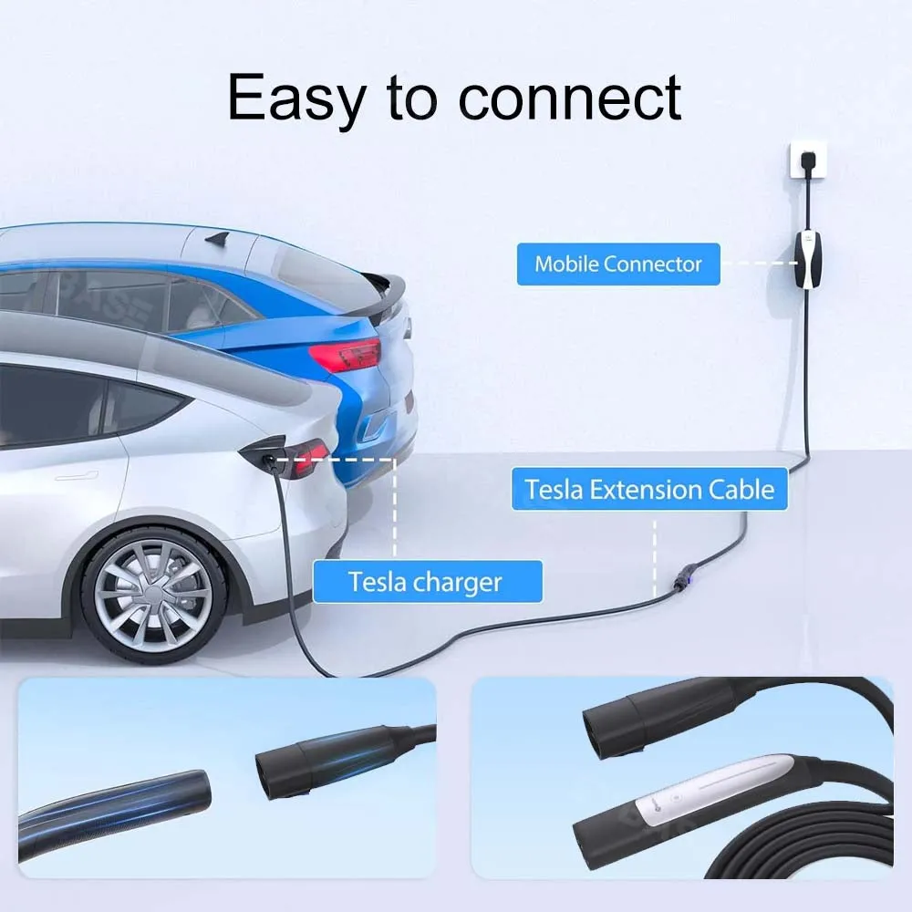 EVBASE Tesla Extension Cord 20ft Charging Extension Cable Charging Essentials