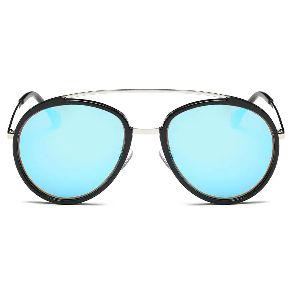 FARMINDALE | Polarized Circle Round Brow-Bar Fashion Sunglasses