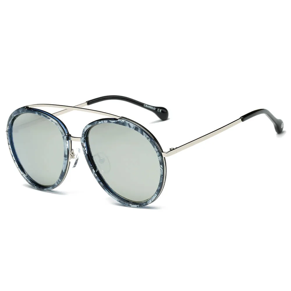 FARMINDALE | Polarized Circle Round Brow-Bar Fashion Sunglasses