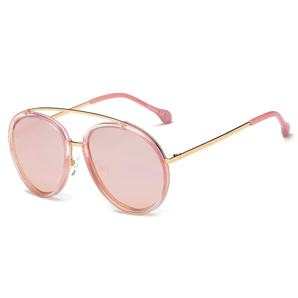 FARMINDALE | Polarized Circle Round Brow-Bar Fashion Sunglasses