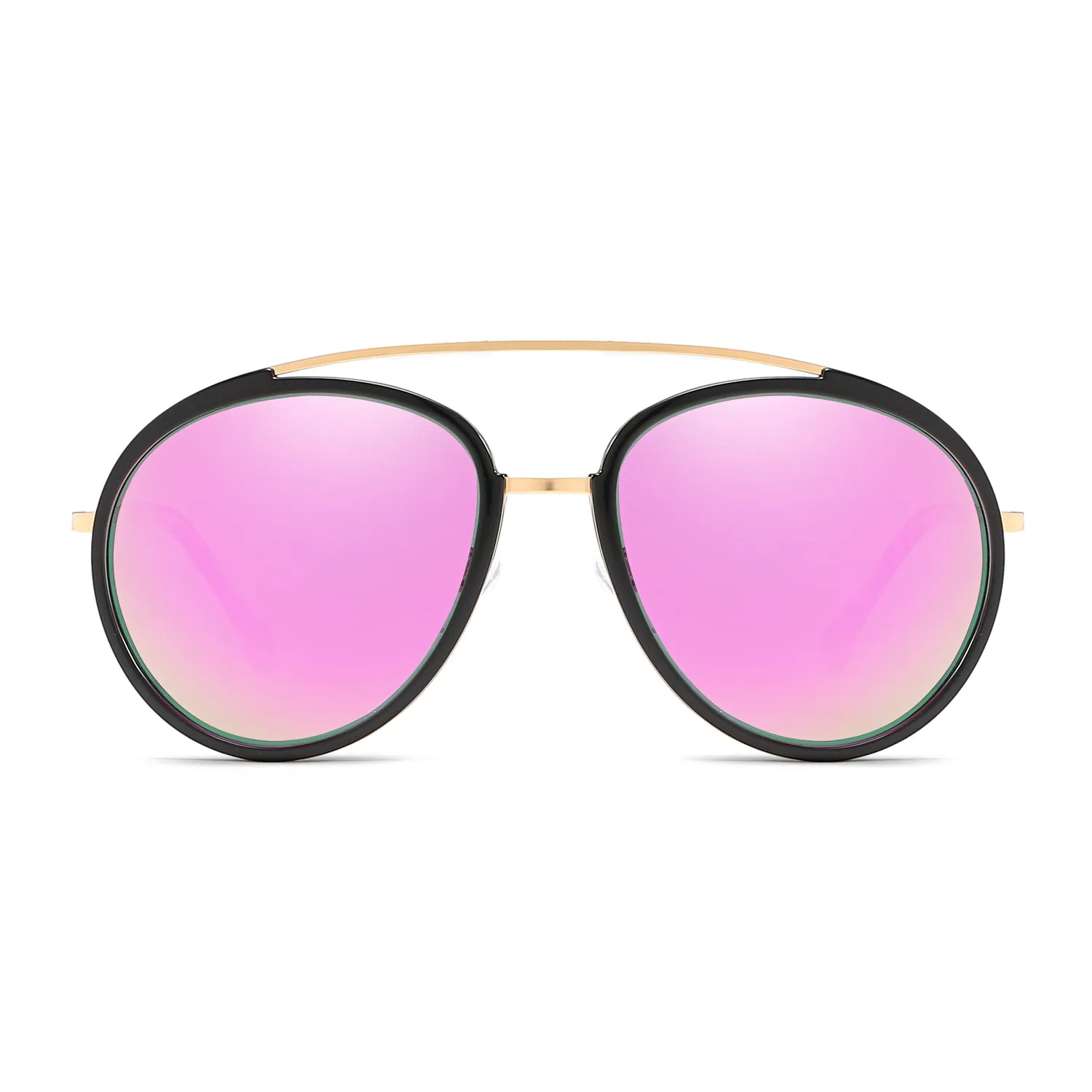 FARMINDALE | Polarized Circle Round Brow-Bar Fashion Sunglasses