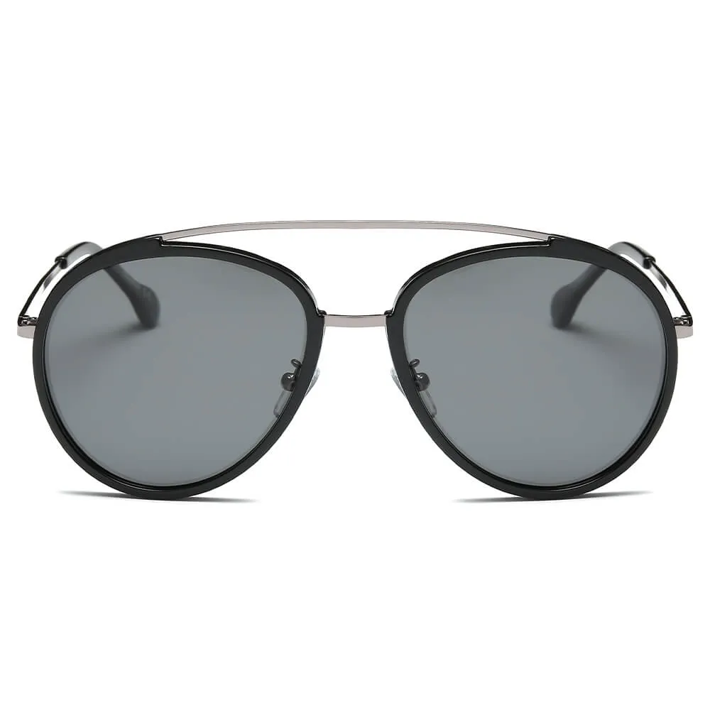 FARMINDALE | Polarized Circle Round Brow-Bar Fashion Sunglasses