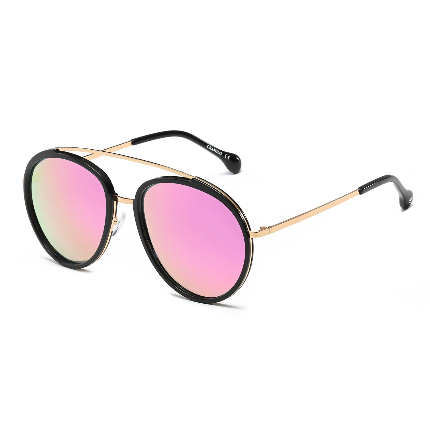 FARMINDALE | Polarized Circle Round Brow-Bar Fashion Sunglasses