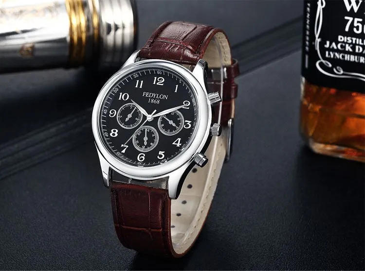 Fashion Casual Mens Watches Luxury Brand High Quality Leather Business Quartz Watch Men Waterproof Wristwatch Relogios Masculino