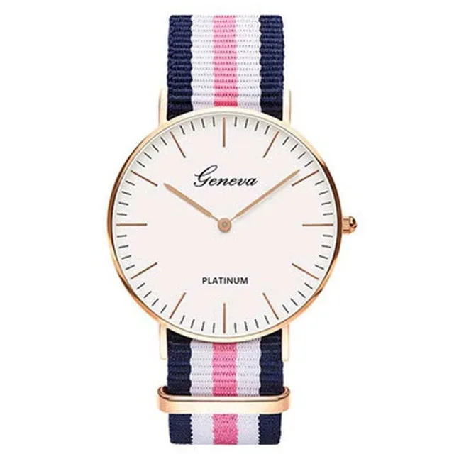 Fashion Casual Quartz Watch with Multicolor Nylon Cloth Watchband Wristwatch Simple Designer Women Men Watches Clock Orologio