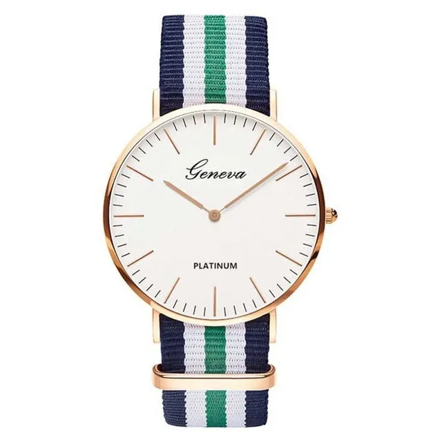 Fashion Casual Quartz Watch with Multicolor Nylon Cloth Watchband Wristwatch Simple Designer Women Men Watches Clock Orologio