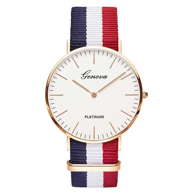 Fashion Casual Quartz Watch with Multicolor Nylon Cloth Watchband Wristwatch Simple Designer Women Men Watches Clock Orologio