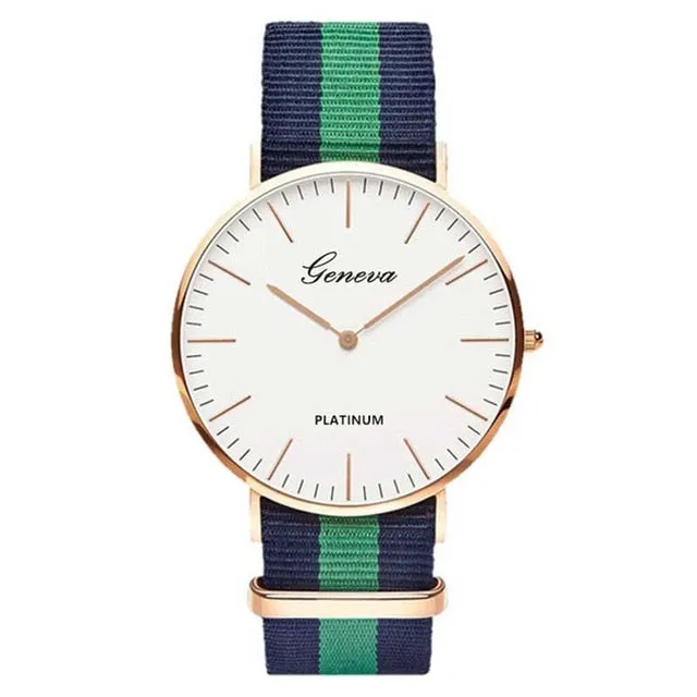 Fashion Casual Quartz Watch with Multicolor Nylon Cloth Watchband Wristwatch Simple Designer Women Men Watches Clock Orologio