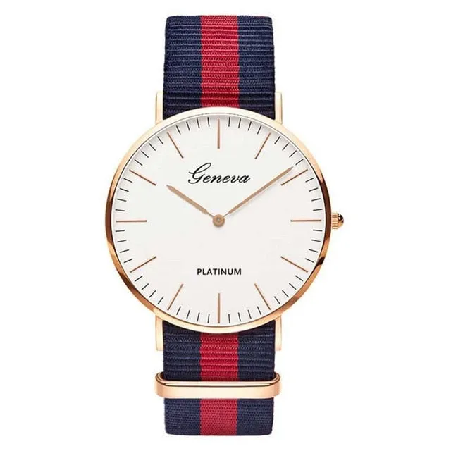 Fashion Casual Quartz Watch with Multicolor Nylon Cloth Watchband Wristwatch Simple Designer Women Men Watches Clock Orologio