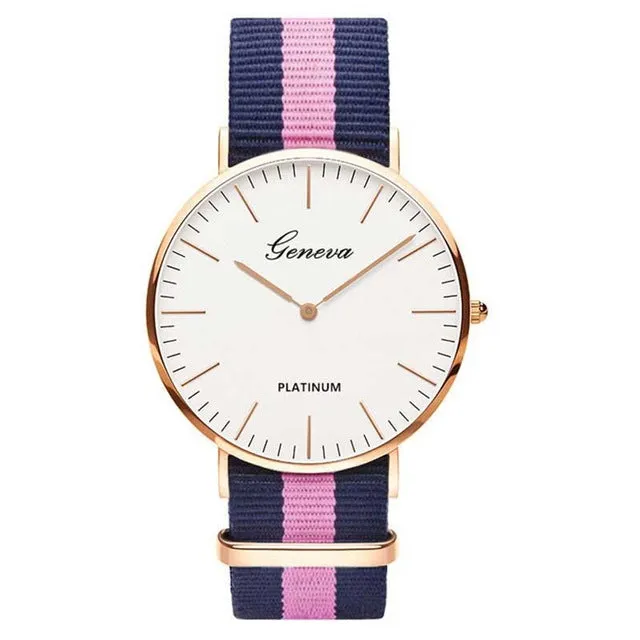 Fashion Casual Quartz Watch with Multicolor Nylon Cloth Watchband Wristwatch Simple Designer Women Men Watches Clock Orologio