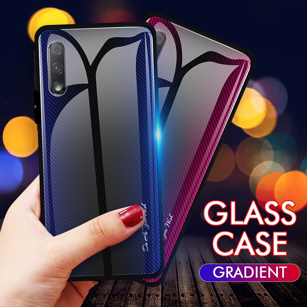 Fashion Lines Glass Case For Huawei Honor 8X 9X Pro Honor 10i 20i 10 Lite Honor 20 Pro Case Protective Shell Back Cover Case