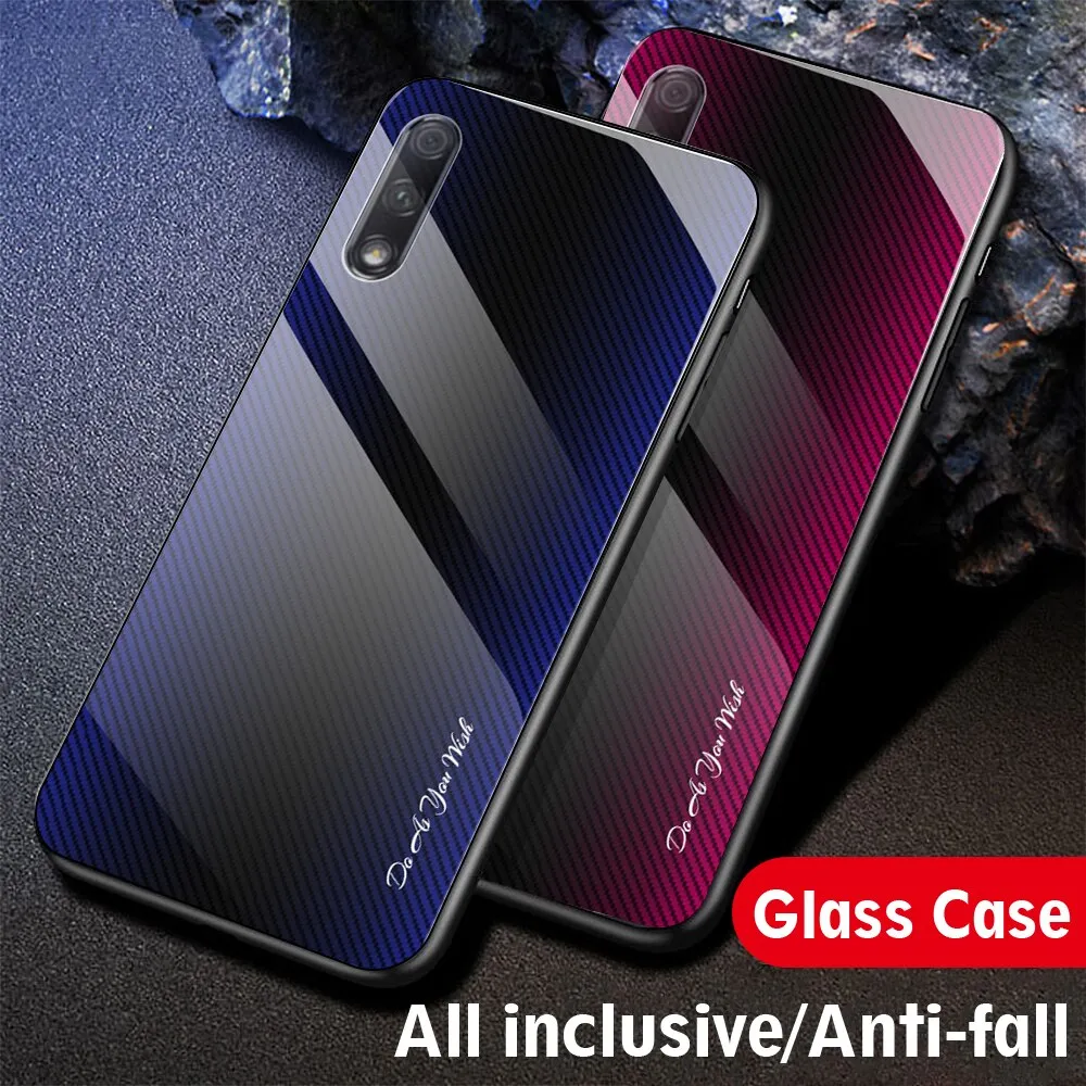 Fashion Lines Glass Case For Huawei Honor 8X 9X Pro Honor 10i 20i 10 Lite Honor 20 Pro Case Protective Shell Back Cover Case