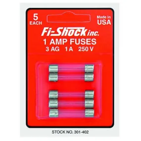 Fi-Shock 301-402 Fuses for Fence Chargers, 250 Volt, 1 Amp