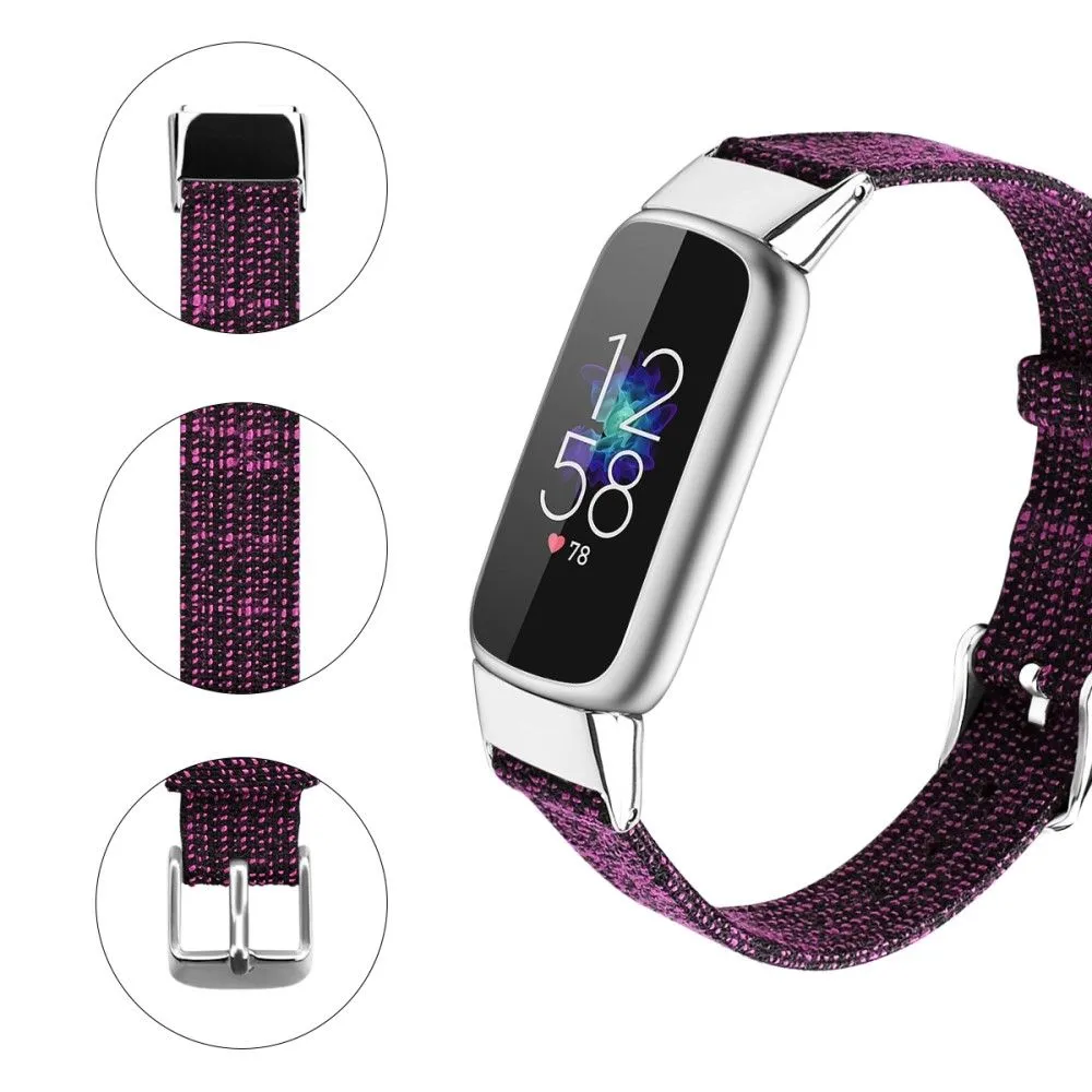 Fitbit Luxe canvas style watch strap - Dark Purple / Size: L