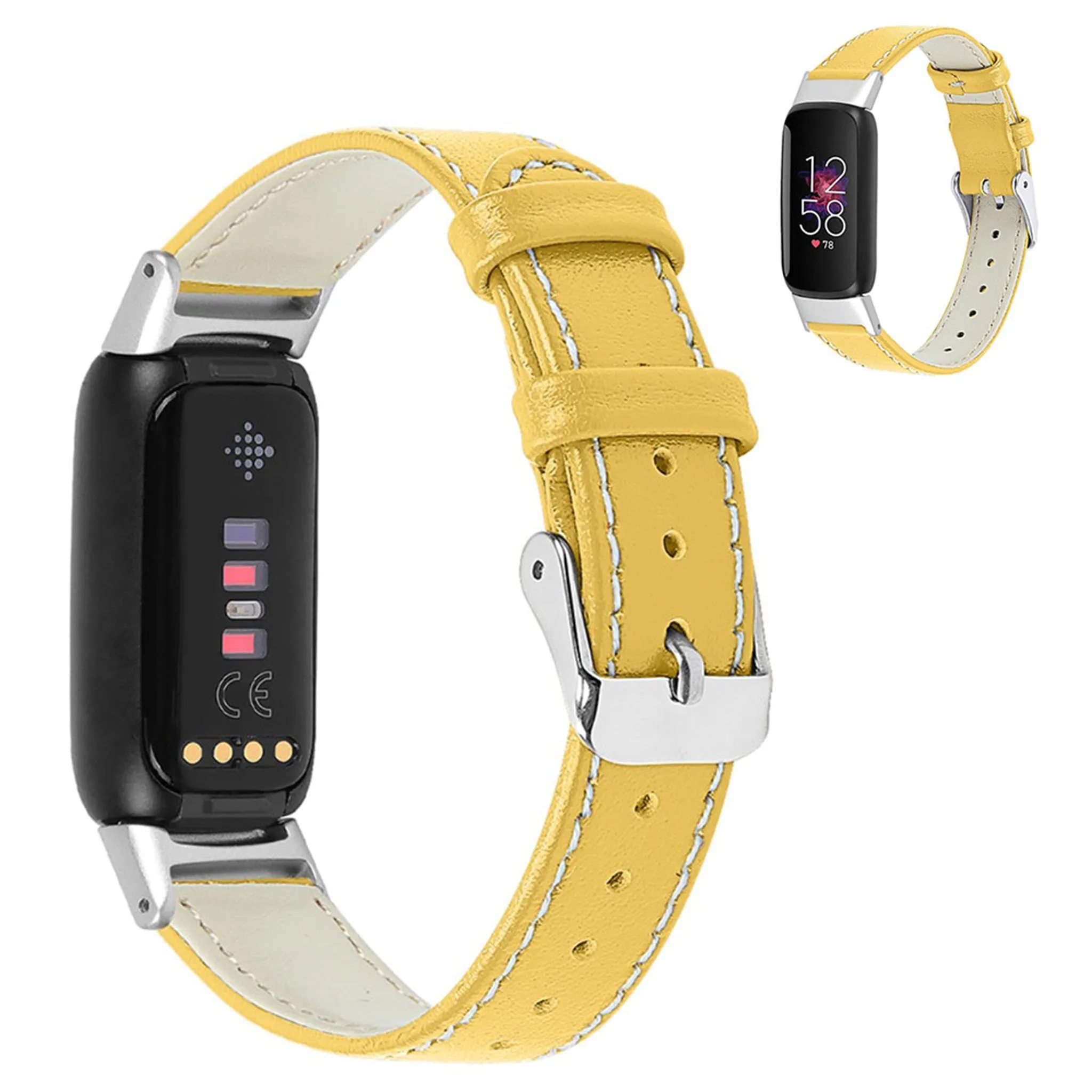 Fitbit Luxe top layer genuine leather watch strap - Yellow