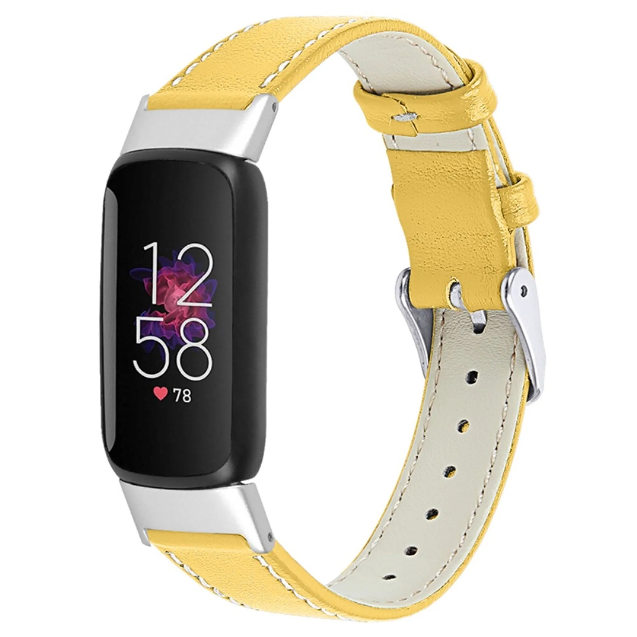 Fitbit Luxe top layer genuine leather watch strap - Yellow