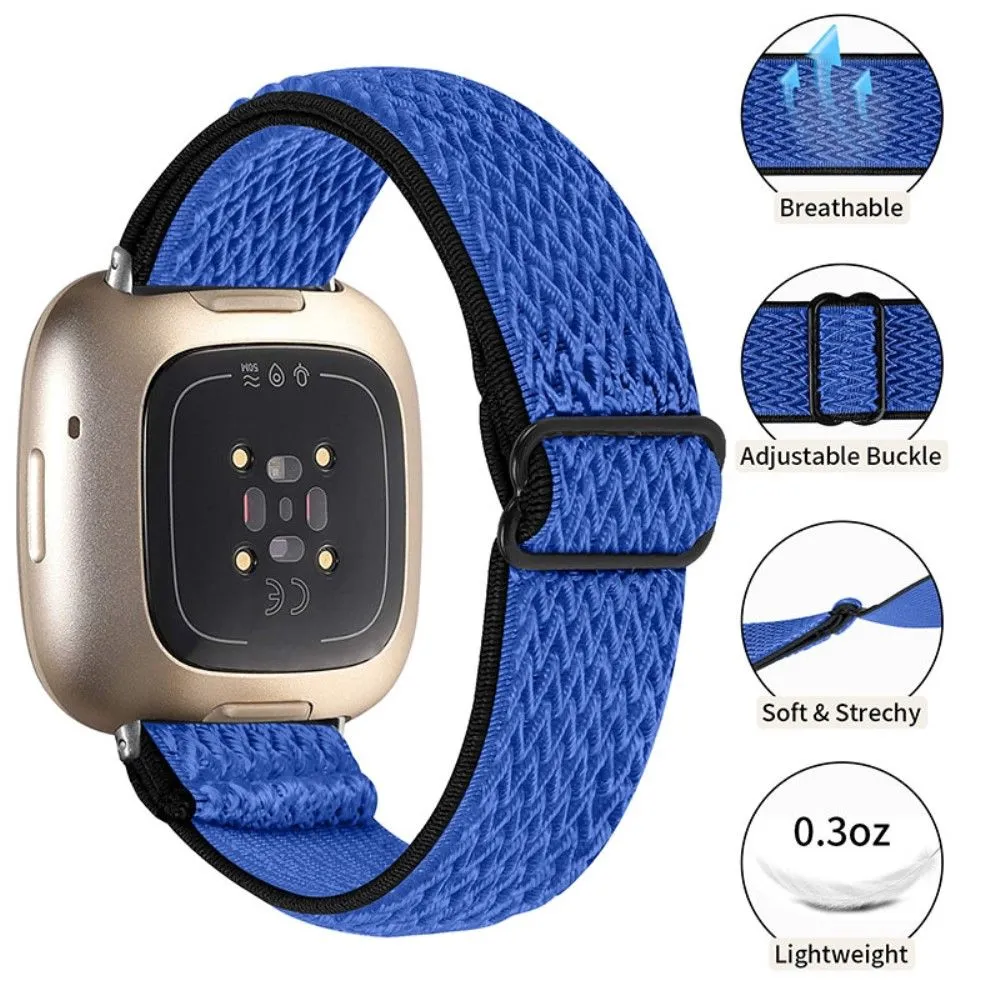 Fitbit Sense / Versa 3 elastic watch strap with adjustable buckle - Dark Blue