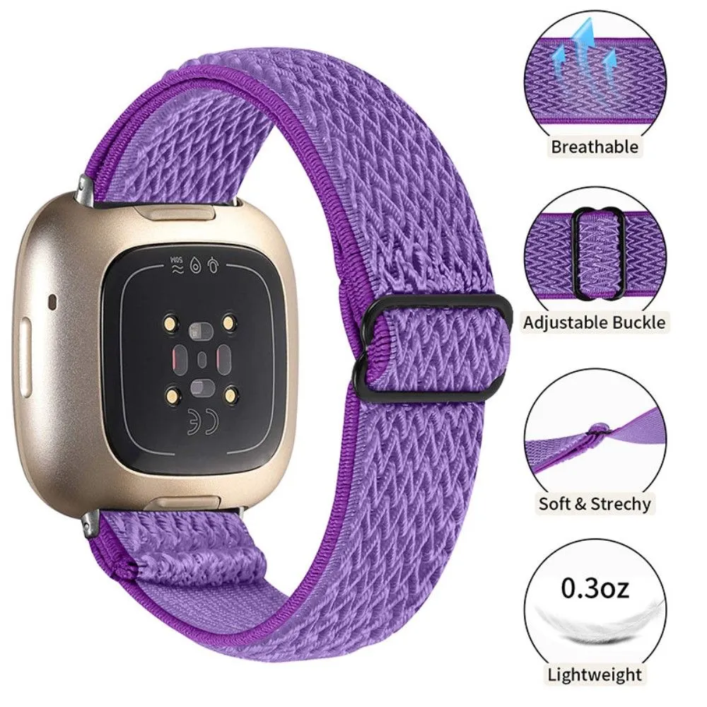 Fitbit Sense / Versa 3 elastic watch strap with adjustable buckle - Purple