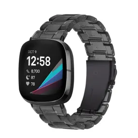 Fitbit Sense / Versa 3 resin bead watch strap - Transparent Black