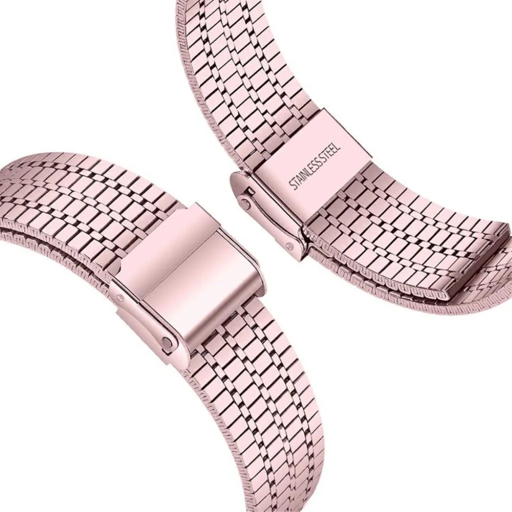 Fitbit Sense / Versa 3 seven bead stainless steel watch strap - Rose Pink