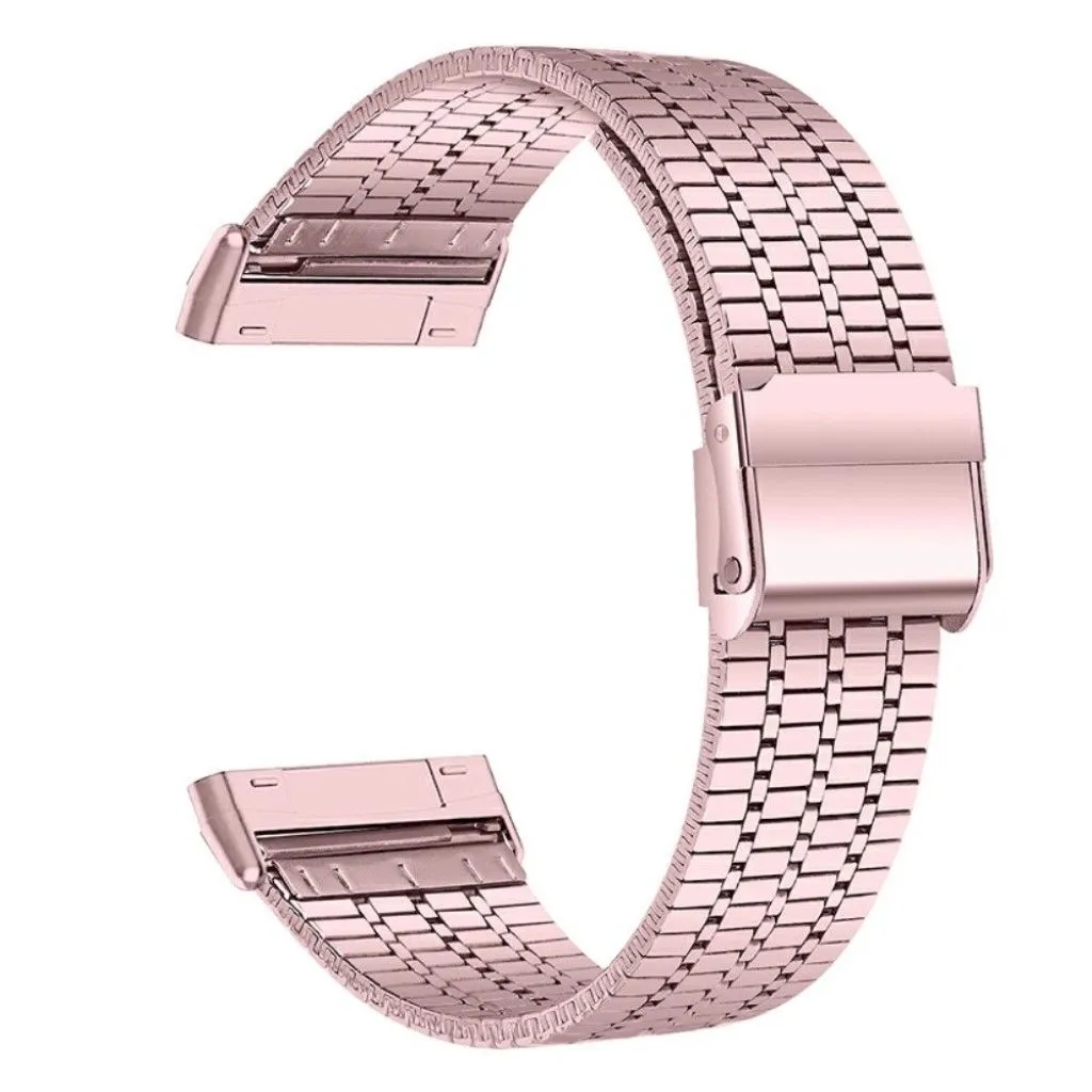 Fitbit Sense / Versa 3 seven bead stainless steel watch strap - Rose Pink