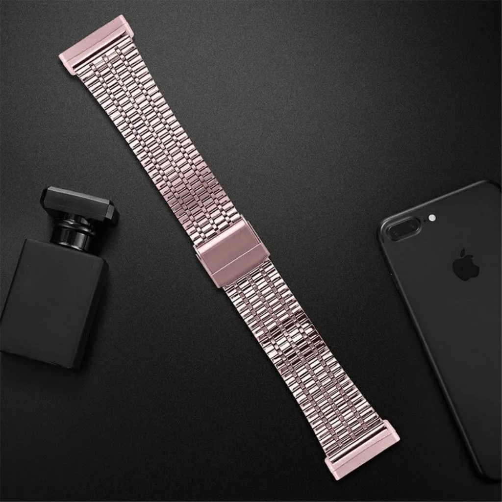 Fitbit Sense / Versa 3 seven bead stainless steel watch strap - Rose Pink