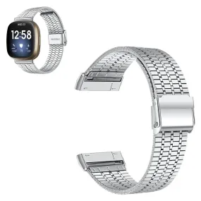 Fitbit Sense / Versa 3 seven bead stainless steel watch strap - Silver