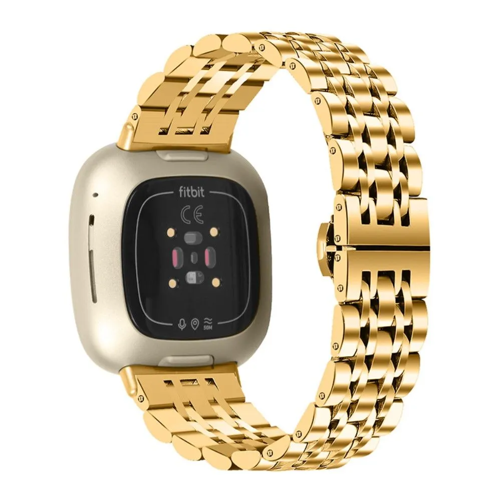 Fitbit Sense / Versa 7 bead stainless steel watch strap - Gold