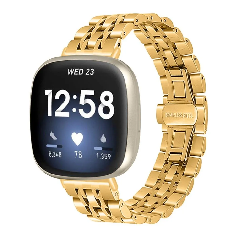 Fitbit Sense / Versa 7 bead stainless steel watch strap - Gold