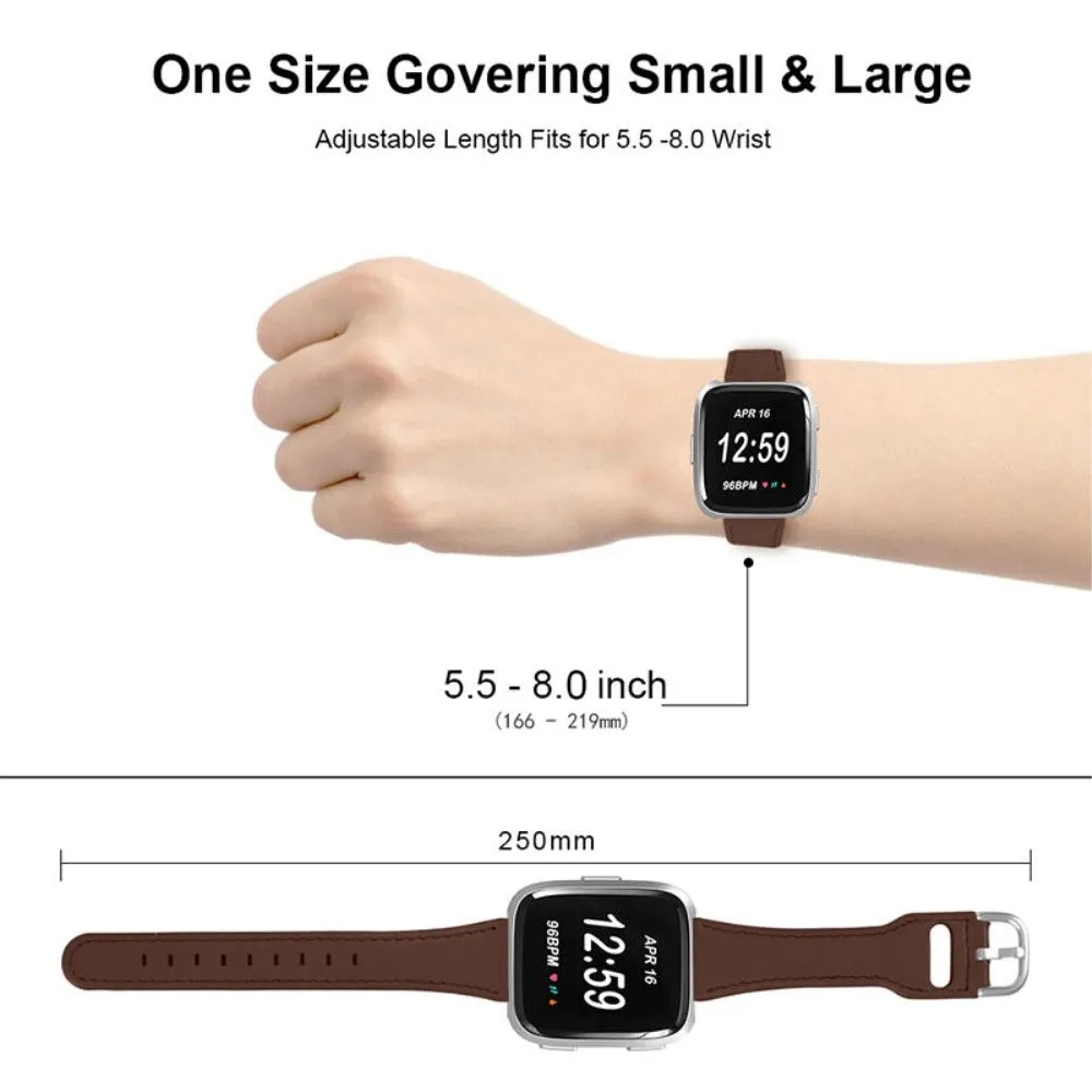 Fitbit Versa 2 / Lite cowhide genuine leather watch strap - Coffe