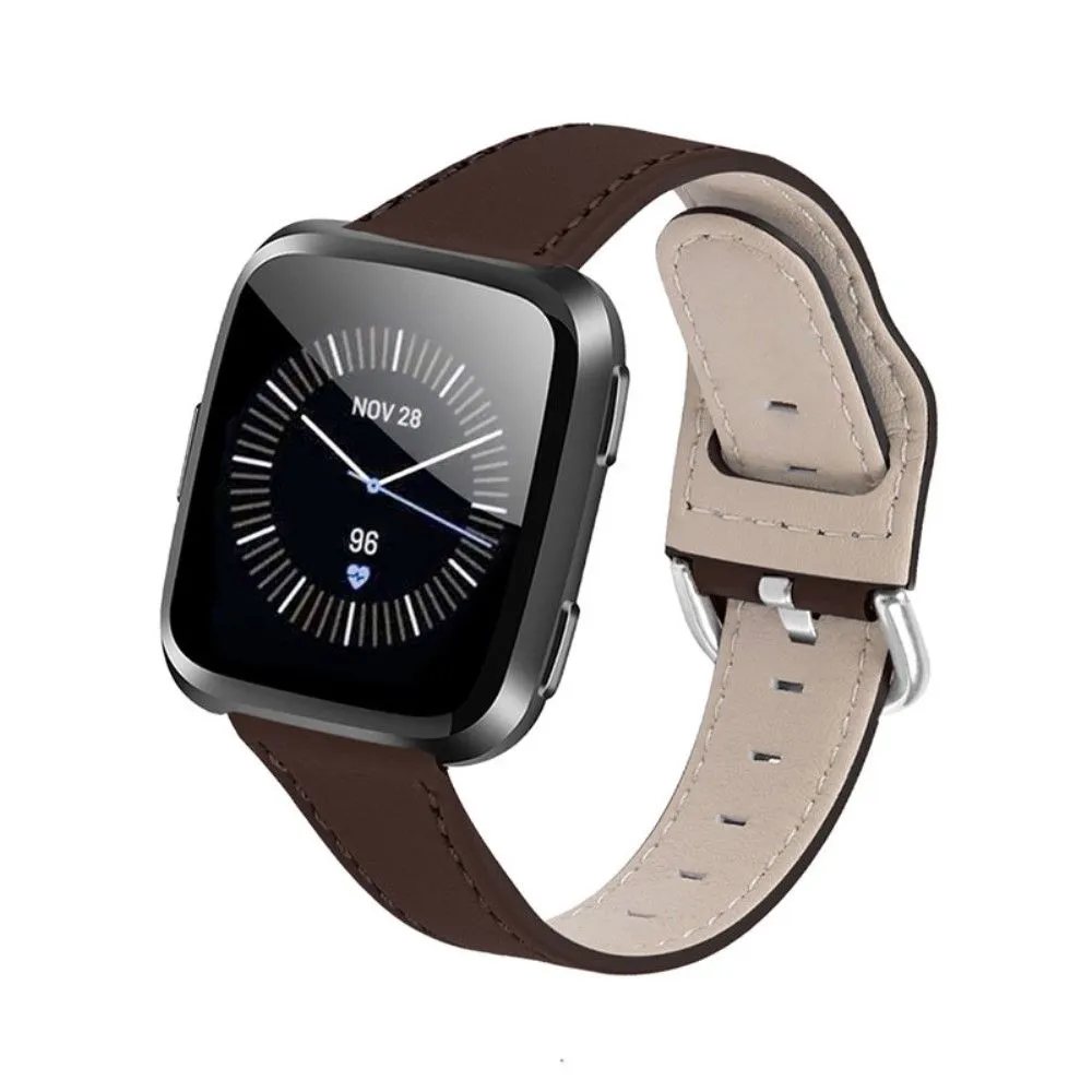 Fitbit Versa 2 / Lite cowhide genuine leather watch strap - Coffe