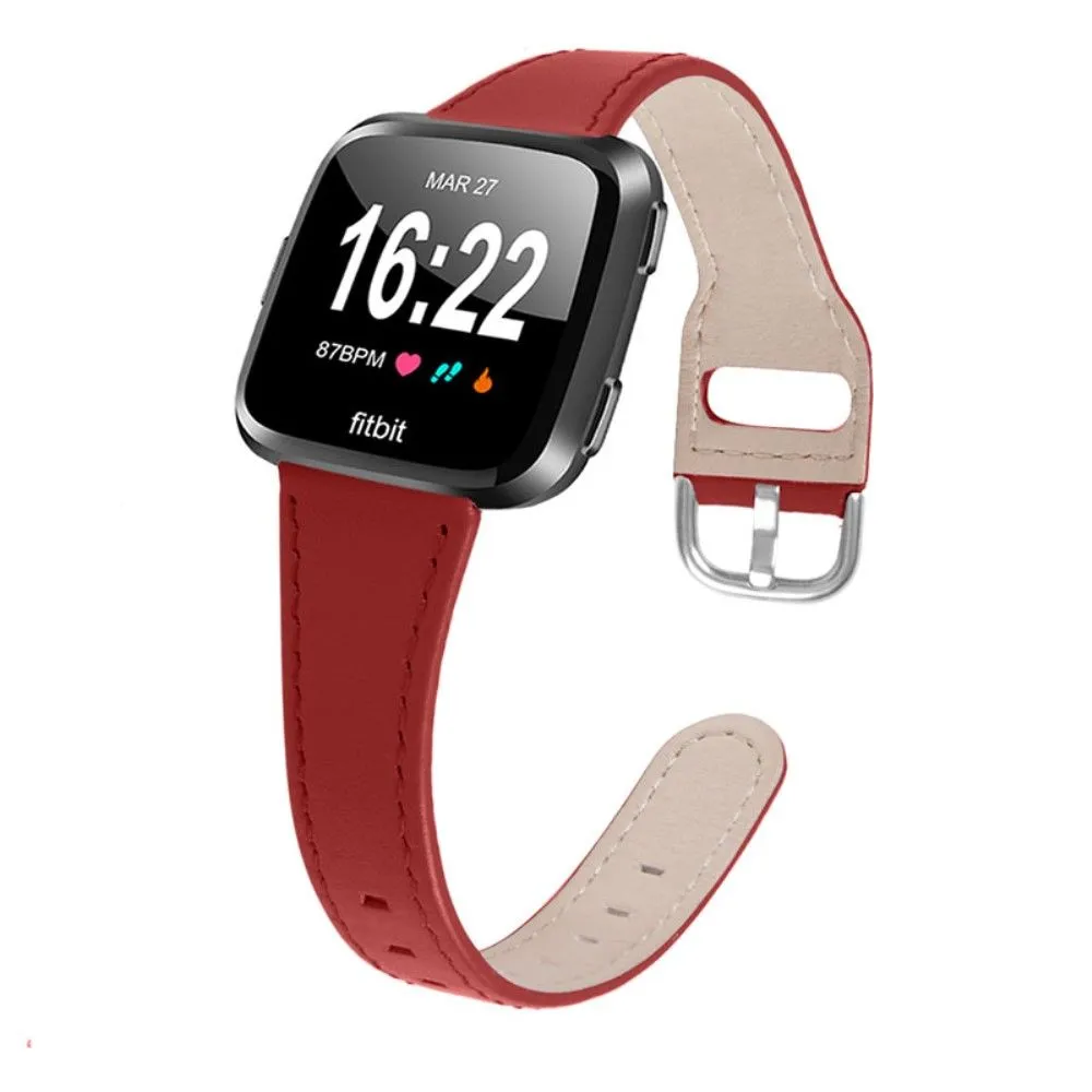 Fitbit Versa 2 / Lite cowhide genuine leather watch strap - Red