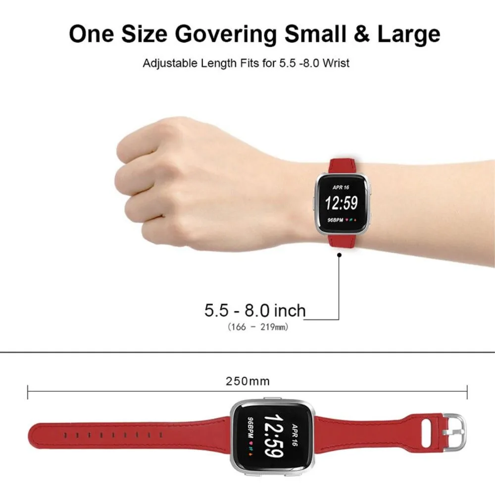 Fitbit Versa 2 / Lite cowhide genuine leather watch strap - Red