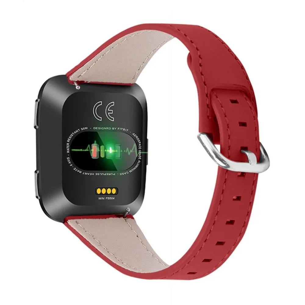 Fitbit Versa 2 / Lite cowhide genuine leather watch strap - Red