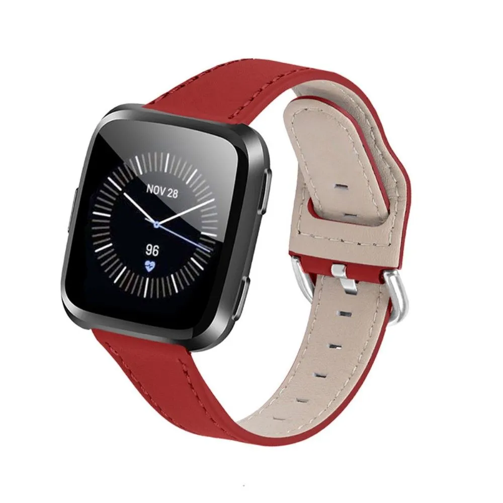 Fitbit Versa 2 / Lite cowhide genuine leather watch strap - Red